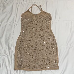 Nude Sequin Mini Dress